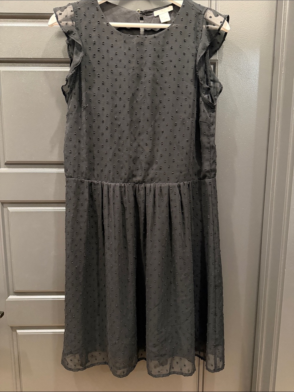 H&M Black Swiss Dot Ruffle Sleeve Dress